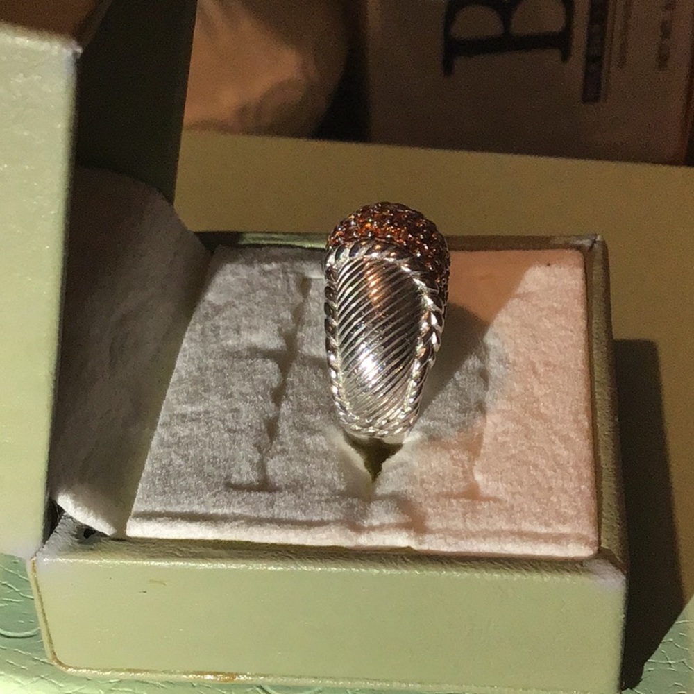 JUDITH RIPKA ORANGE SAPPHIRES DOME RING - Picture 3 of 9